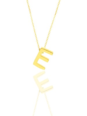 Söğütlü Silver Minimal E Harf Kolye 925 Ayar Gümüş Altın Yaldızlı Kadınlar İçin Şık Tasarım