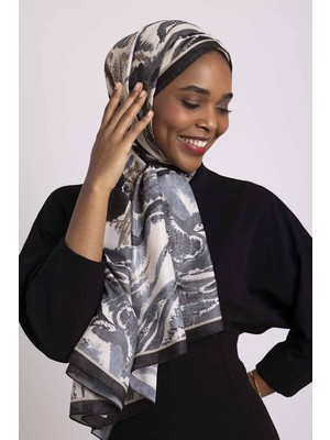AYSHARA Devr-I Fırça Desenli Tek Taraflı Şal -  Siyah Antrasit