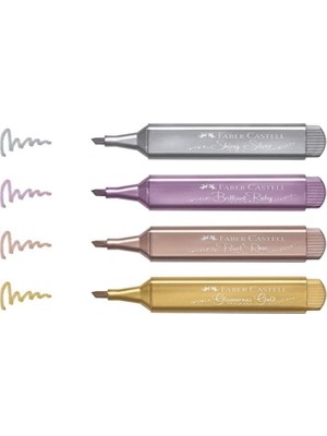Faber-Castell 46 Fosforlu Kalem 4 Renk Metalik Set Uzun Ömürlü Türkiye Menşeli