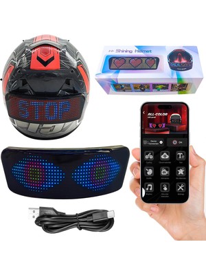 Deyhome Motosiklet /bisiklet /kayak Kask Arkası Bluetooth Uygulamalı LED Panel Ekran Programlanabilir