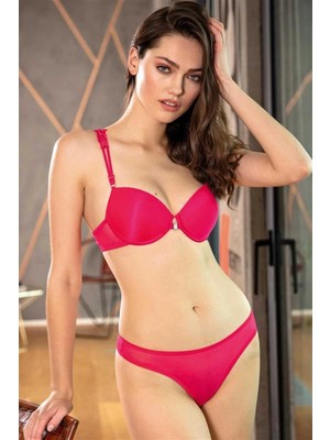 Marsilyan-  Balenli Destekli Dolgulu Sırt Detaylı Dantelli Sütyen ve String Takım