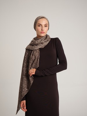 AYSHARA Peleng Leopar Desenli Çift Taraflı Şal - Bej Kahverengi