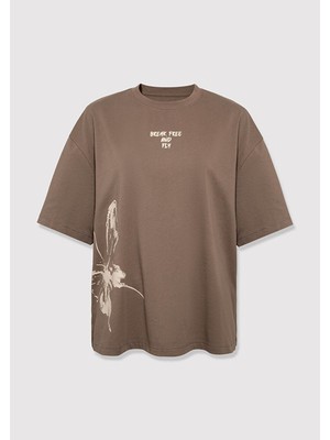 Mavi Baskılı Kahverengi Kadın T-Shirt M1613872-83866