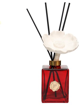 Missi Kendi Kokunu Seç-Dekoratif Kırmızı Cam Seramik Taş Çubuklu Difüzör-(Esanssız)