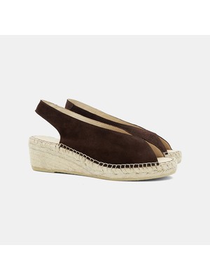 Desa Kadın Kahve Dolgu Topuklu Süet Espadril