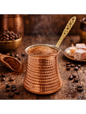 Nuha El Yapımı Bakır Cezve | 100-300 ml Seçenekli | Türk Kahvesi Cezvesi | Geleneksel Dövme Bakır