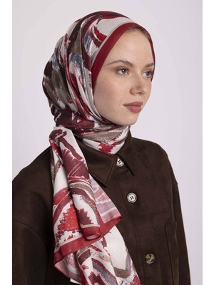 AYSHARA Devr-I Fırça Desenli Tek Taraflı Şal -  Kırmızı Bordo