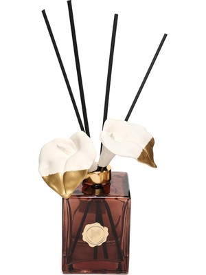 Missi Kendi Kokunu Seç-Dekoratif Kahverengi Cam Seramik Gala Çiçek Çubuklu Difüzör-(Esanssız)