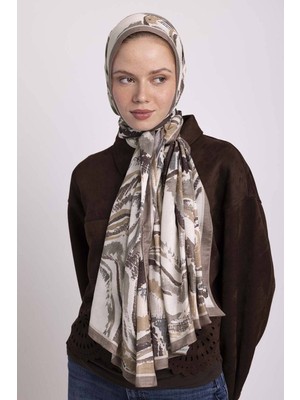 AYSHARA Devr-I Fırça Desenli Tek Taraflı Şal -  Kahverengi
