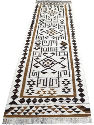 Zehra Abla Halı Vintage El Dokuma Nadir Naturel Herki Yolluk Yün Kilim 7232