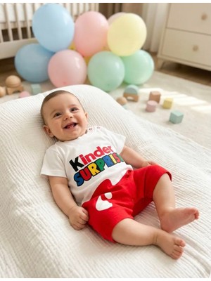 Aki Moda Kids Aki Moda Kıds Kinder Temalı Unısex Bebek Tulum Kısa Kollu Pamuklu