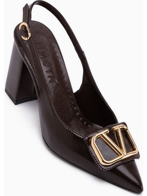 Limoya Rosemary Kahve Toka Detaylı Kadın Topuklu Ayakkabı