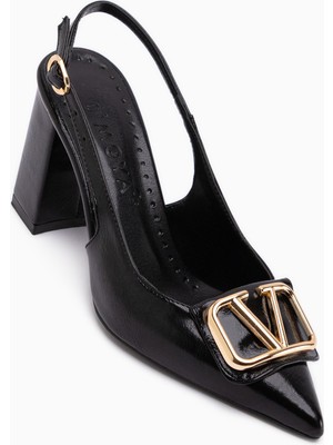 Limoya Rosemary Siyah Toka Detaylı Kadın Topuklu Ayakkabı