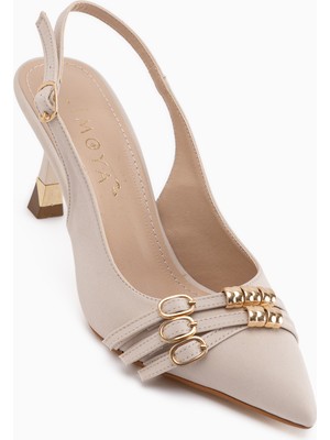 Limoya Rosy Bej Tokalı Kadın Topuklu Ayakkabı