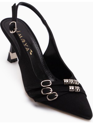 Limoya Rosy Siyah Tokalı Kadın Topuklu Ayakkabı