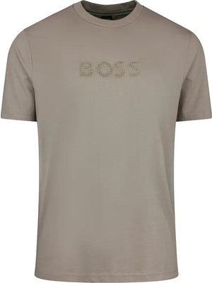 Boss Erkek Pamuklu Bisiklet Yaka Kısa Kollu Haki T-Shirt 50559361-334