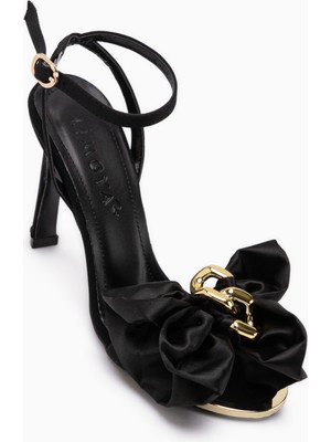 Limoya Ronny Siyah Fiyonklu Kadın Topuklu Ayakkabı