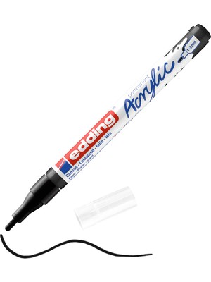 Edding 5300 Siyah İnce Uçlu Akrilik Markör 1-2 Mm’Lik İnce Yuvarlak Uç - 1 Adet