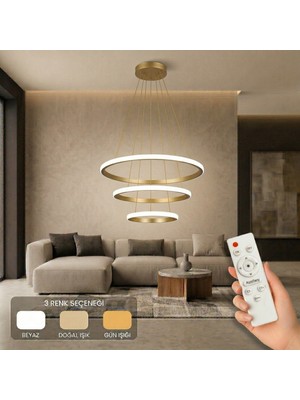Avizego Rizon 3’lü LED Sarkıt Avize 3 Renk Kumandalı