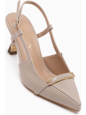 Limoya Renita Bej Tokalı Kadın Topuklu Ayakkabı