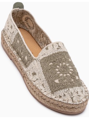 Limoya Rosie Mint Bohem Örgü Desenli Espadril Loafer Kadın Ayakkabı