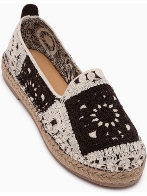 Limoya Rosie Kahve Bohem Örgü Desenli Espadril Loafer Kadın Ayakkabı
