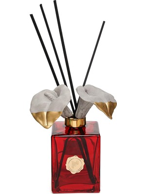 Missi Kendi Kokunu Seç-Dekoratif Kırmızı Cam Seramik Gala Çiçek Çubuklu Difüzör-(Esanssız)