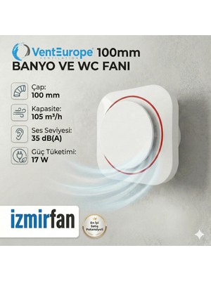 VentEurope Round 100 Bd – 10’luk Sessiz Yuvarlak Banyo Aspiratörü
