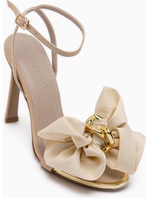 Limoya Ronny Bej Fiyonklu Kadın Topuklu Ayakkabı