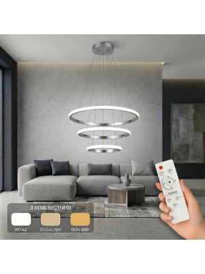 Avizego Rizon 3’lü LED Sarkıt Avize 3 Renk Kumandalı