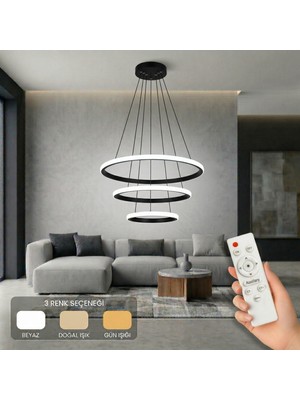 Avizego Rizon 3’lü LED Sarkıt Avize 3 Renk Kumandalı