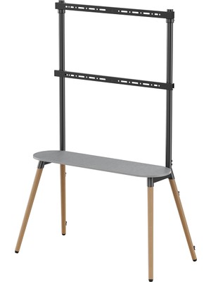 Cletech Raflı Şövalye Tipi Tv Standı 49-86 Inç | Ahşap & Metal | 50 kg Taşıma Kapasiteli | Yükseklik Ayarlı