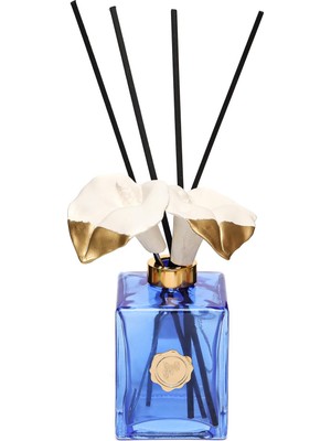 Missi Kendi Kokunu Seç-Dekoratif Mavi Cam Seramik Gala Çiçek Çubuklu Difüzör-(Esanssız)