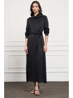 Nuss Cupra Ipek Elbise 2057 Siyah