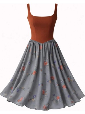 Retrobird 50S Belle Corset Midi Elbise Kadın Tuğla