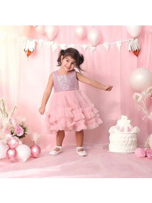Pul Payet Kabarık Bebek Abiye Elbise