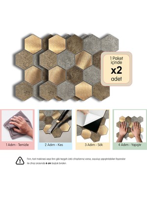 3D Kendinden Yapışkanlı Metal Kompozit Duvar Karosu 29,20 cm x 25,40 cm (2 Adet - 0,148 M²)