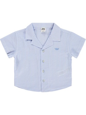 Civil Baby Çizgili Yelken Nakışlı 6-18 Ay Gömlek - Mavi