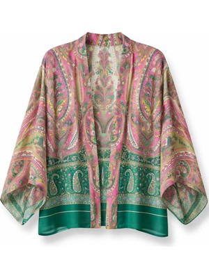 Retrobird Tasarım Boho Mini Kimono Kadın Çok Renkli