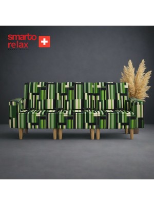 Smarto Relax  Ikili Koltuk 180 cm – Polyester Kumaş, Ahşap Iskelet, Ahşap Ayak