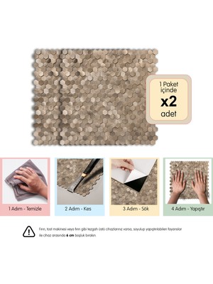 3D Kendinden Yapışkanlı Metal Kompozit Duvar Karosu 30,68 cm x 30,59 cm (2 Adet - 0,187 M²)