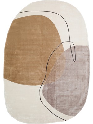 Eko Halı Utopia UTP08 Cream Black Özel Amorf Tasarımlı Modern Sık Dokuma Viskon Halı