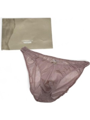 AGM Şeffaf File (Mesh) Dokulu ve Düşük Belli  Erkek Slip Külot, Buz Ipek (Ice Silk) Erkek Slip Pudra Rengi