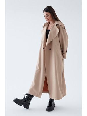 SahraAfra Creed Kadın Oversize Astarlı Trençkot