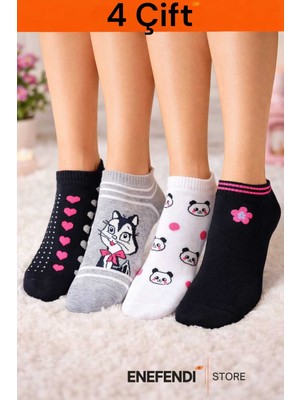 NF ND ENEFENDİ Kadın 4 Çift Ekonomik Patik Çorap Seti Rahat Pamuklu Günlük Karışık Desenli Çorap 36-40