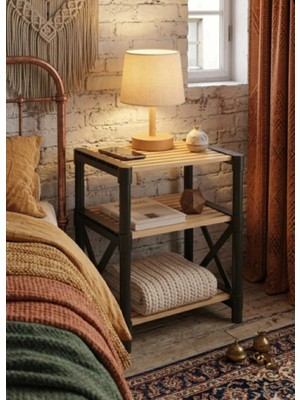 Messer Zenna Ahşap Dekoratif Yan Sehpa Siyah