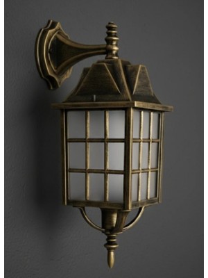 Akviva Kafesli Ters Bakan Konsollu Fener Bahçe Aydınlatma Armatürü Sarı Eskitme