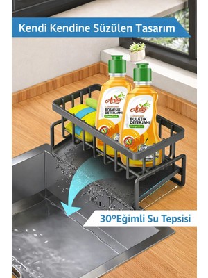 Paslanmaz Mutfak Tezgah Üstü Düzenleyici Sıvı Sabunluk Standı, Bulaşık Deterjanlık Organizer