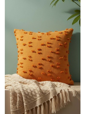 Riva İstanbul Turuncu Puantiye Punch Dekoratif Kırlent Kılıfı