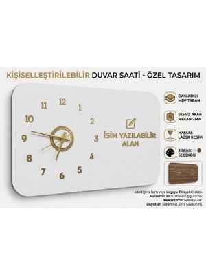 As Tasarım Lazer Odak Serisi: Modern ve Kişiselleştirilebilir Duvar Saati 80X50 cm
